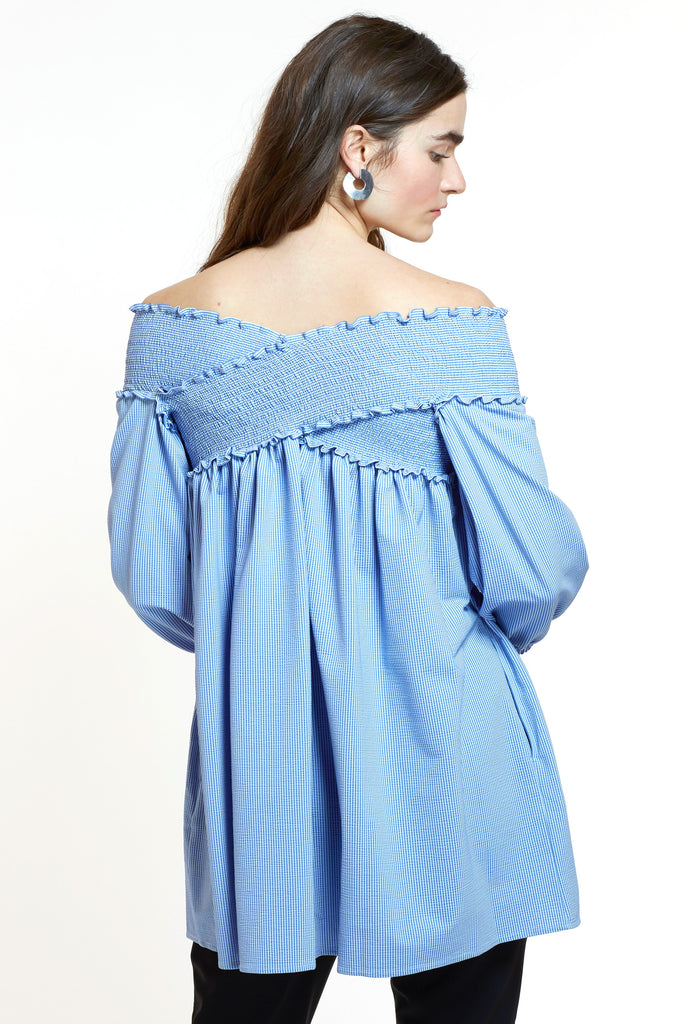 Mitera James Japanese Cotton Off-The-Shoulder Tunic Back View